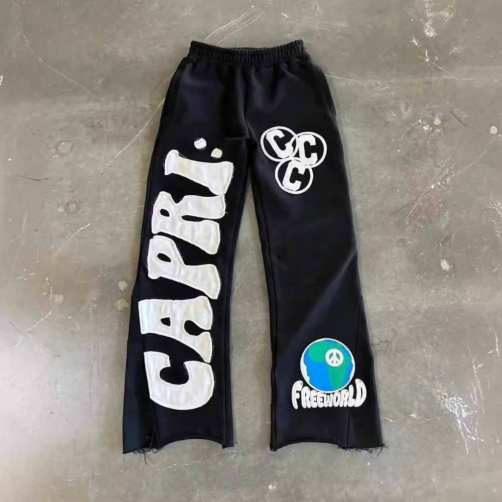 ZYLLO Y2k High Waist Sports Pants Gothic Retro Letter Trousers Men Loose Casual Versatile Wide Leg Pants Women