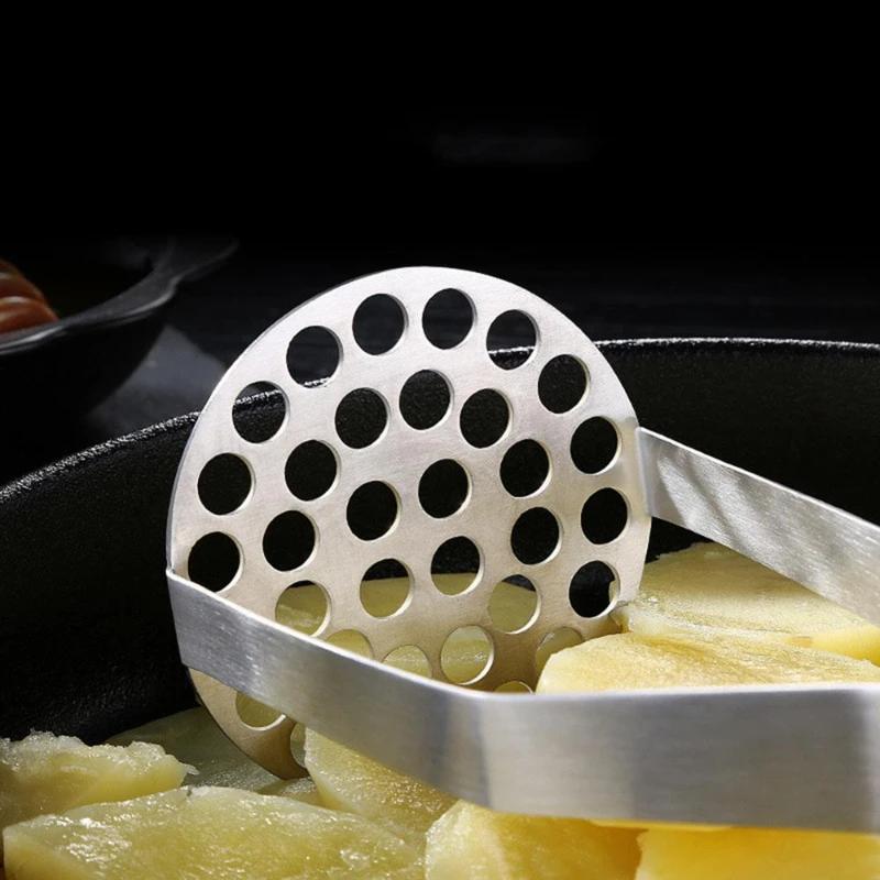 1 Stück Edelstahl Hochleistungs-Kartoffelstampfer mit Holzgriff für Püreeartige Cremige Gemüse und Obst