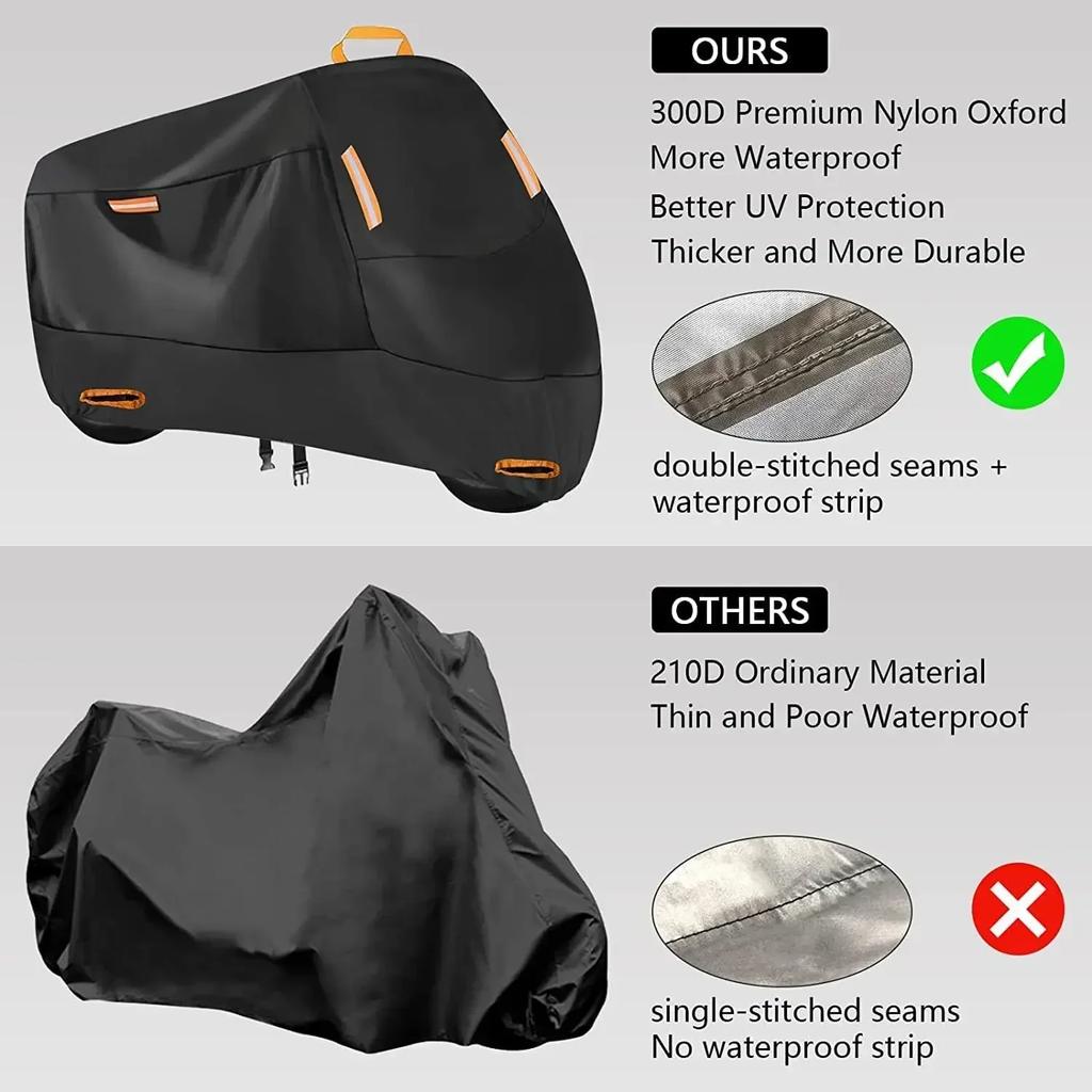 Motorcycle Cover Waterproof All Season Dustproof UV Protective Outdoor Indoor Scooter 210D 420D Wear-resistant Fabric