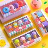 Sweet Donut Cartoon Eraser Set - Cute Stationery for Kids & Primary Students
