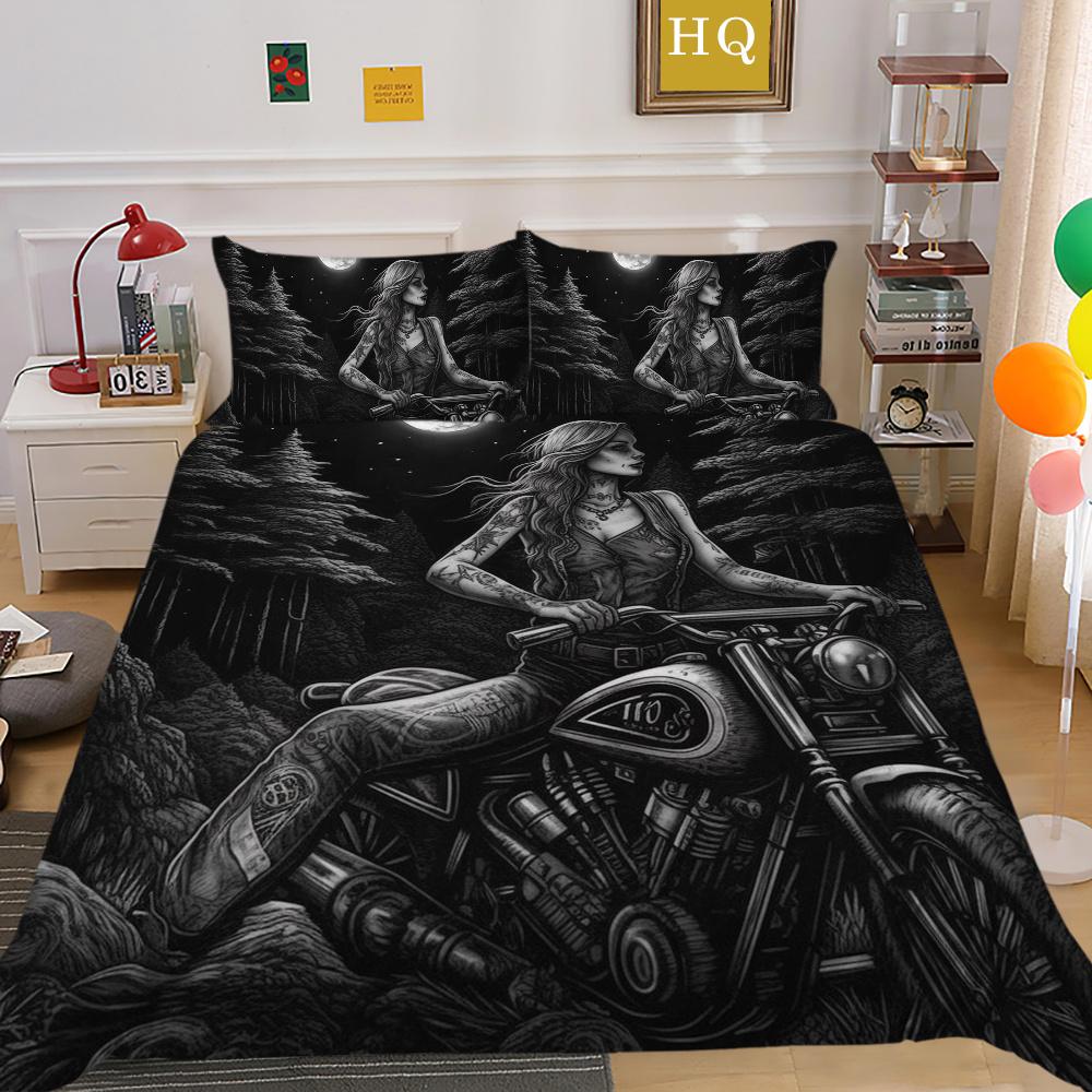 Krásný povlak na lůžkoviny s potiskem lebky Dvojitá velikost Mikrovlákno Ložní prádlo Teen Cool Módní Dekorace ložnice