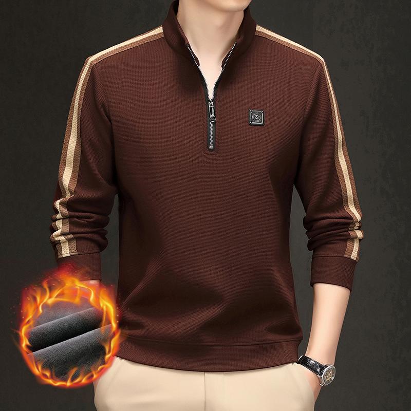 Fleece Verdickter Herrenpullover Halber Reißverschluss Winter Freizeit Überzieher Unterhemd