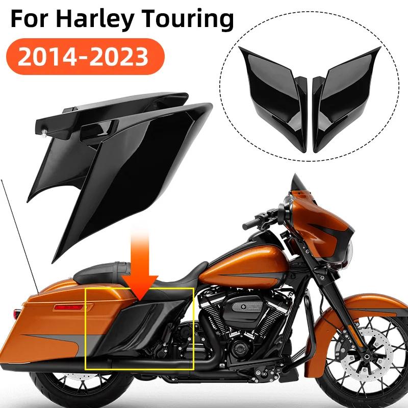Motorcycle Black Stretched Extended Side Covers Panels ABS Plastic For Harley Touring Electra Street Glide Road King 2014-2025