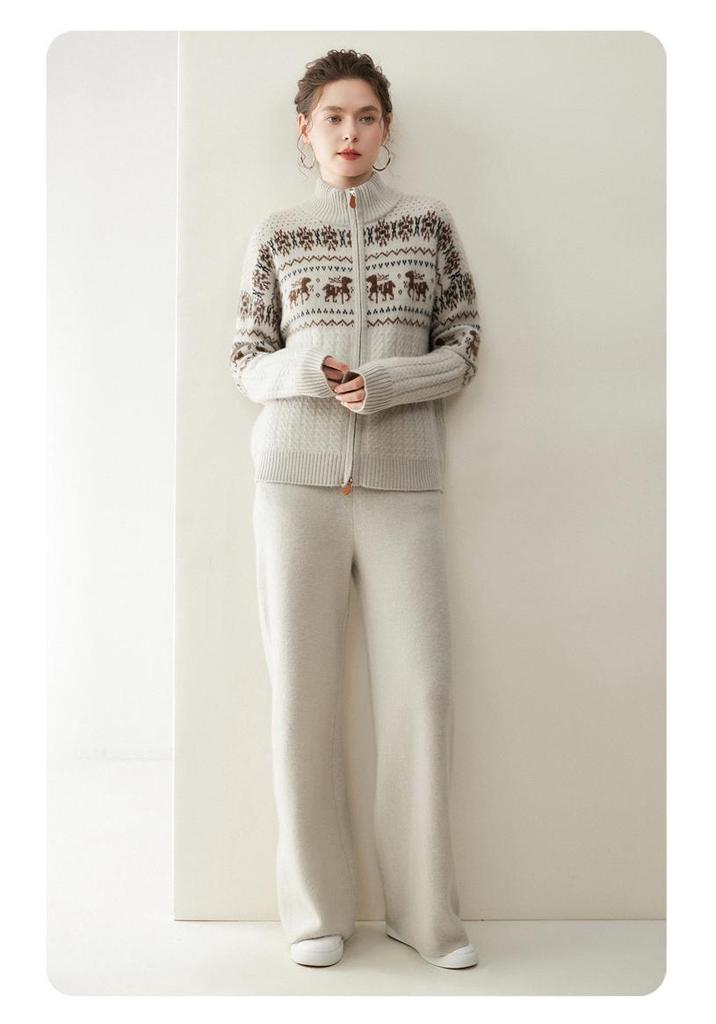 Luxury Soft Cashmere Wide-Leg Knit Pants for Women