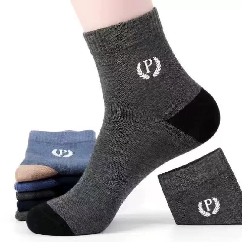 1/5 Pairs Men's Sweat-absorbing and Deodorizing Sports Socks Mid-tube Casual Cotton Socks