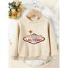Unisex Kids Crewneck Sweatshirt, Welcome To Las Vegas Sign Print Pullover, Boys Girls Vintage Travel Casual Sweatshirt For Kids Over 4 Years Old