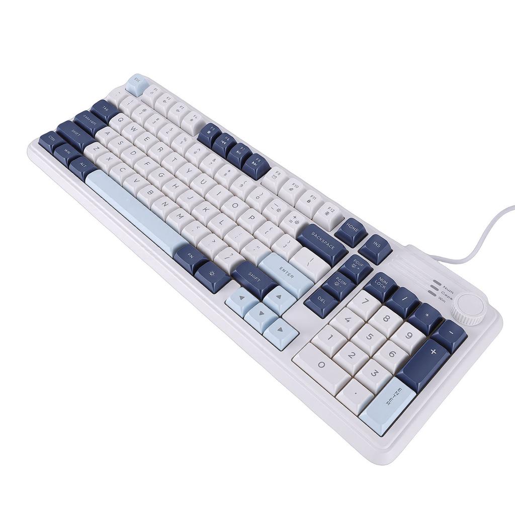 Wired Keyboard RGB Backlit USB Interface Gaming Keyboard with Knob Function for Computer
