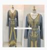 Grey Moroccan Dubai Kaftan Abaya Farasha Dress Very Handmade Fancy Long Gown