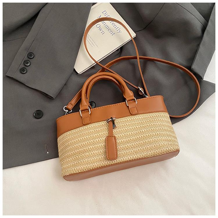 

Трендовая сумка-мессенджер женская 2025 лето нишевый дизайн корейская версия универсальная сумка-тоут соломенная сумка-ведро на плечо