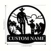 1pc Custom Western Cowboy & Child Metal Wall Art, Personalized Cowpoke & Heir Sign, Rustic Ranch Home Decor, Custom Sign for Home & Office