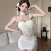 Spicy Waist-Cinched Lace Patchwork Tassel Mini Dress