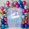 4pcs Holographic Tinsel Fringe Curtains Colorful Shimmer Backdrop for Party Decorations Stage Background and Photo Booth Props