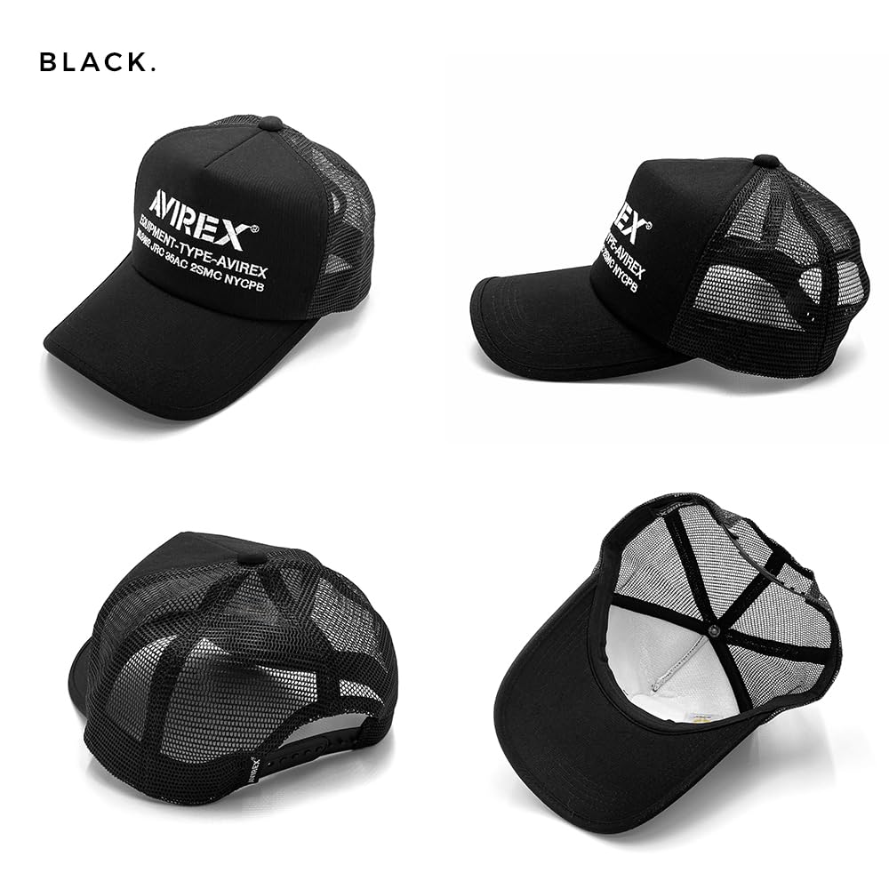 Avirex Mesh NUMBERING Plus Black Men's Cap, USA, Sizes, 57-59cm, 62-64cm (62.0-64.0 cm, (NUMBERING))