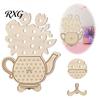 Retro Pastoral Decor Wooden Teapot Shape Flower Holder, Natural Wood Floral Display Stand, DIY Assembled Stand Blank Vase for Artificial Arrangement,