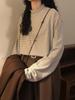 Women's Striped Fleece Half-High Collar Shirt, Long-Sleeve Casual T-Shirt for Autumn/Winter, Versatile for Layering.
