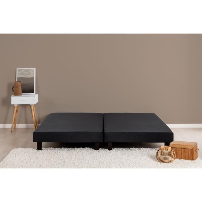Upholstered Slatted Bed Bases 2x80x200 Cm - Solid Wood Black + Feet - DEKO DREAM Rakenne