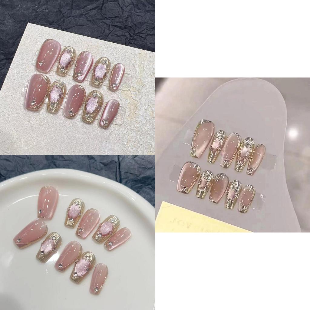 Tragefertige Nagelkunst Rosa Farbe Cat Eye Vintage Stil 375 Göttin Mädchen Kleine Größe S