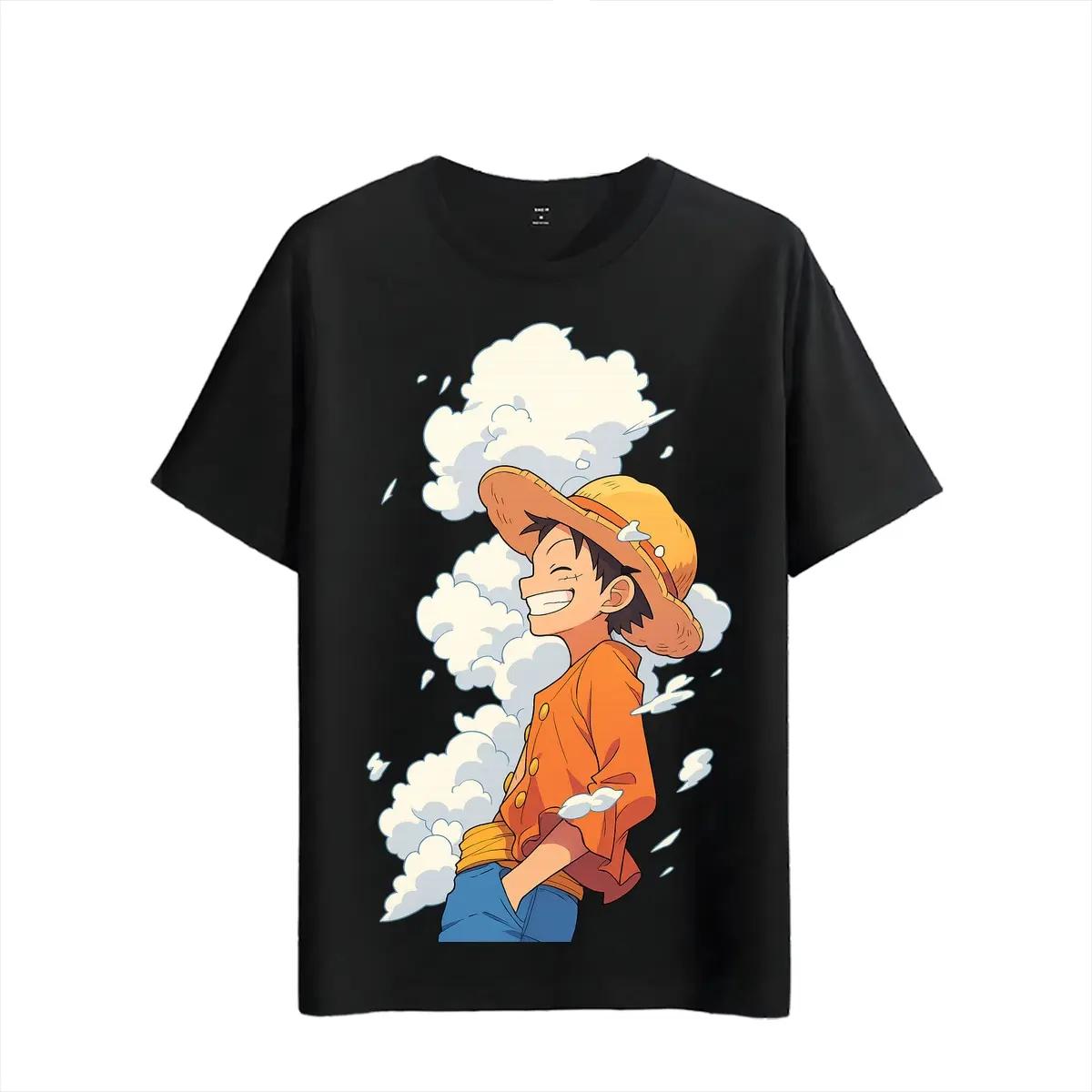 

2026 Summer One Piece Retro Cosplay Tshirt Unisexs Oversize Casual Cotton Printed Shortsleeved Unisex Childrens Sports Shirt S