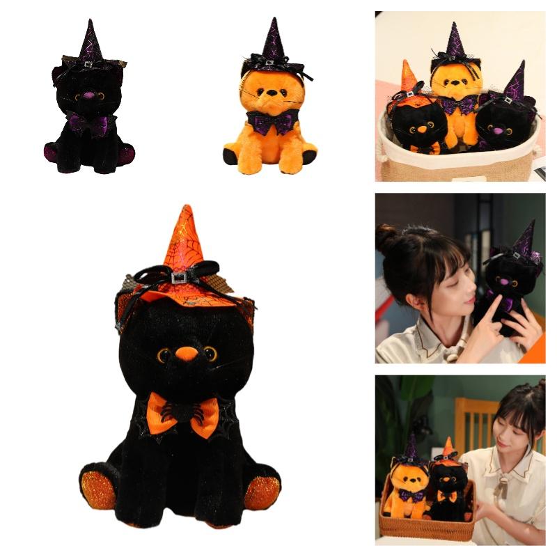 Halloween Ghost Black Cat Party Decoration Plush Toy Kids Stuffed Animal Prop Cat Doll