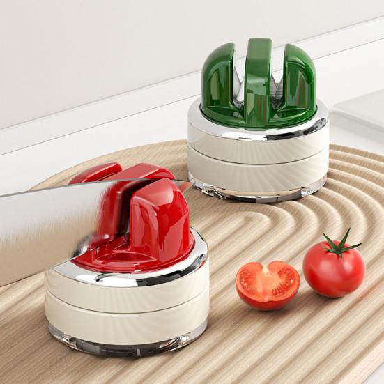 Knife Sharpener with Suction Base Tungsten Steel & Ceramic Grinding Whetstones Portable Tool Sharpener for Kitchen Camping Travel