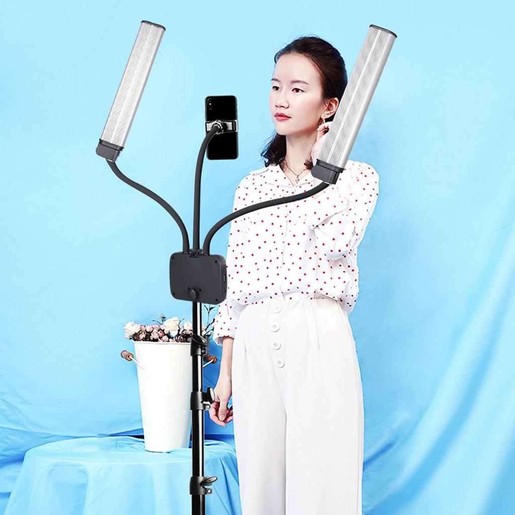 45W Dual-arm Fill Light Tri-color Beauty Light Multi-angle Rotatable Hose Tube Design 224pcs Beads