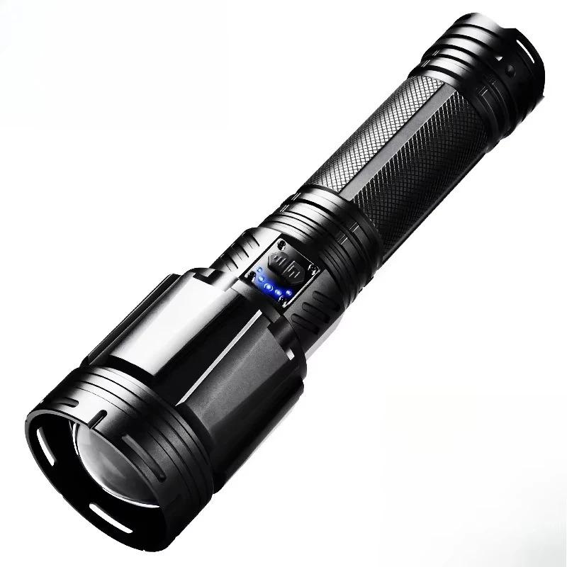 Ultra Bright Flashlight XHP360 LED Zoomable Spotlight Long Range Emergency Torch USB-C Rechargeable Detachable 18650 Battery