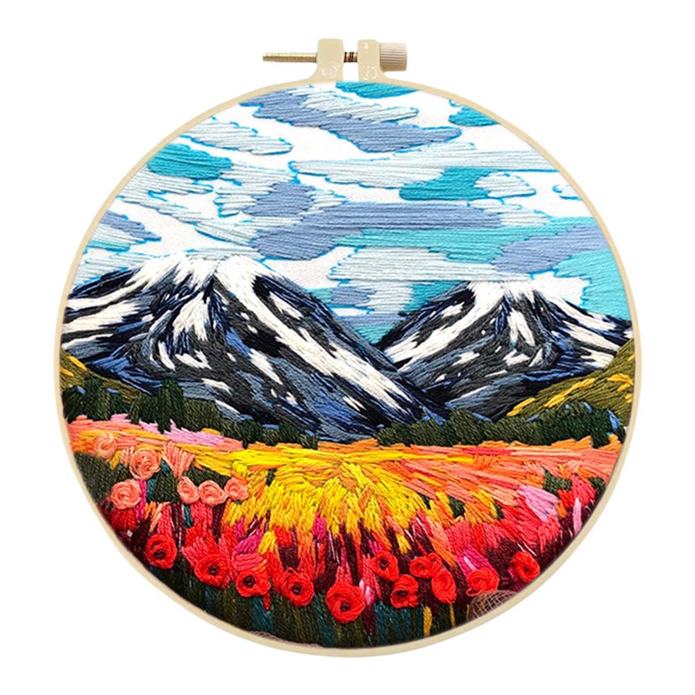 Aurora Stamped Cross Stitch Embroidery Kits with Hoop Cloth Color Thread