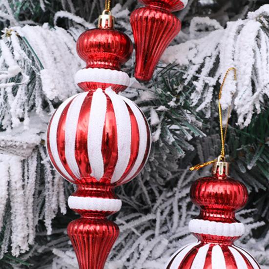 2 Pcs 7 Inch Finial Drop Christmas Tree Ornaments Red White Gourd Shape Hanging Ornaments Shatterproof Plastic Finial Pendant for Holiday Party Decor