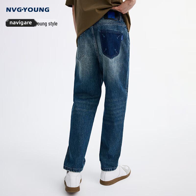 

Navigare Men s 100% Cotton Loose Tapered Denim Jeans 35