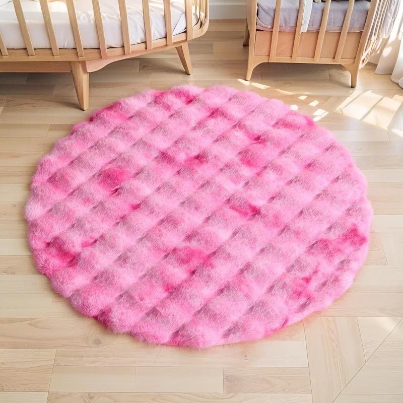 Bubble Imitation Rabbit Fur Carpet Round for Living Room Soft Plush Fluffy Rugs Kids Room Home Decor Dressing Table Foot Mats