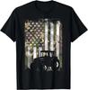 Camo Flag Tractor Vintage Farm Truck Patriotic Farmer Gift Unisex T-Shirt