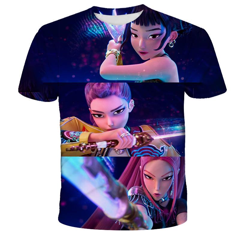 KPop Caçadores de Demônios Tigres Meninas Meninos Camiseta K-Pop Caçadores de Demônios Roupas Infantis Camisetas Bonita Estampa de Desenho Animado Camiseta Tops