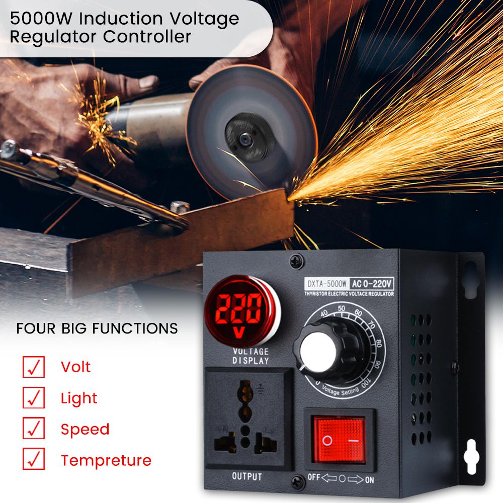AC 110V/220V 5000W Stepless Voltage Regulator Light Dimmer Temperature Speed Adjuster Variable Monophase Voltage Controller