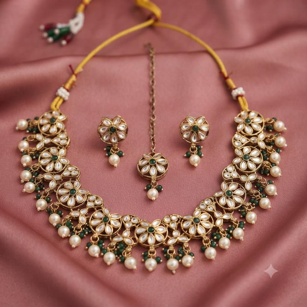 Gold Plated Kundan Jewelry set Indian Traditional Wedding Jewelry set for women
