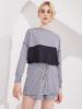 Bohemianbeullu [Set] String Tie Boat Neck Women'S Loose Fit Rash Guard Gb/Gingham Layered Wrap Shorts Set-Up