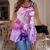 Women's Fashionable Casual Sports Double-ring Vest, Marble Veining Printed Patterns, Irregular Hem, Elegant and Simple
