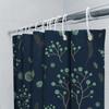 Luxury Blue Bath Shower Curtain Decorative Forest Pattern With Leaves Berries Waterproof Fabric For Bathroom Decoration