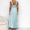 Frühling/Sommer Sexy V-Ausschnitt Baumwolle Leinen Ärmellos Einfarbige Borte Urlaubs Strandkleid