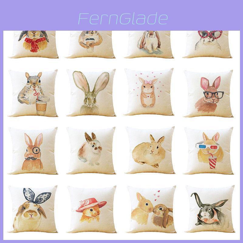 Adorable Rabbit Pillowcase Sofa Throw Pillows Cover With Animal Print For Cozy Home Decor