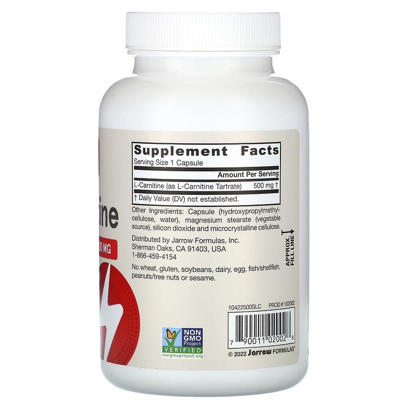 L-Carnitine, 500 mg, 100 Veggie Capsules