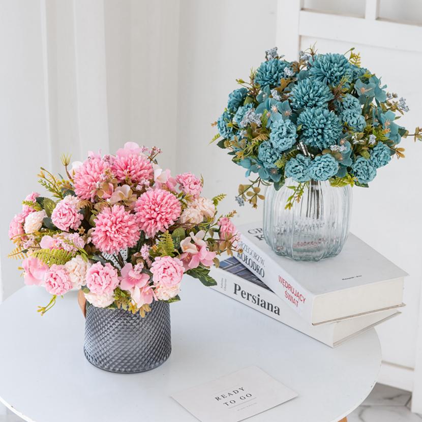 Artificial Flowers Wedding 30Cm Silk Hydrangea Bouquet Vase Home Decor Room Diy Festival Garland Scrapbooking Household Products