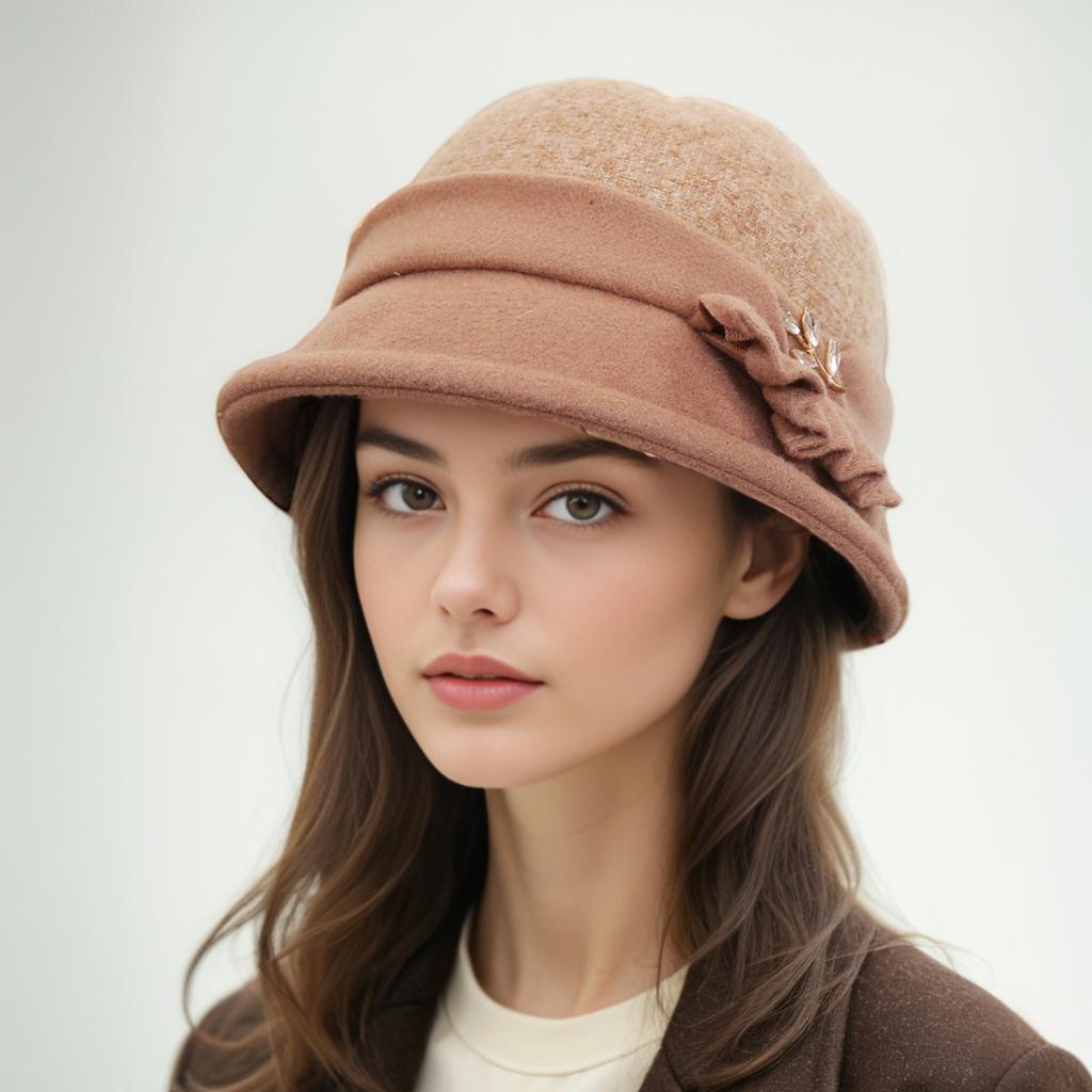 2025 Neue Mütze für Damen Herbst und Winter Gestrickt Warm und Vielseitig Gesichtsbetonend Kleiner Britischer Fischerhut Modisch und Elegant