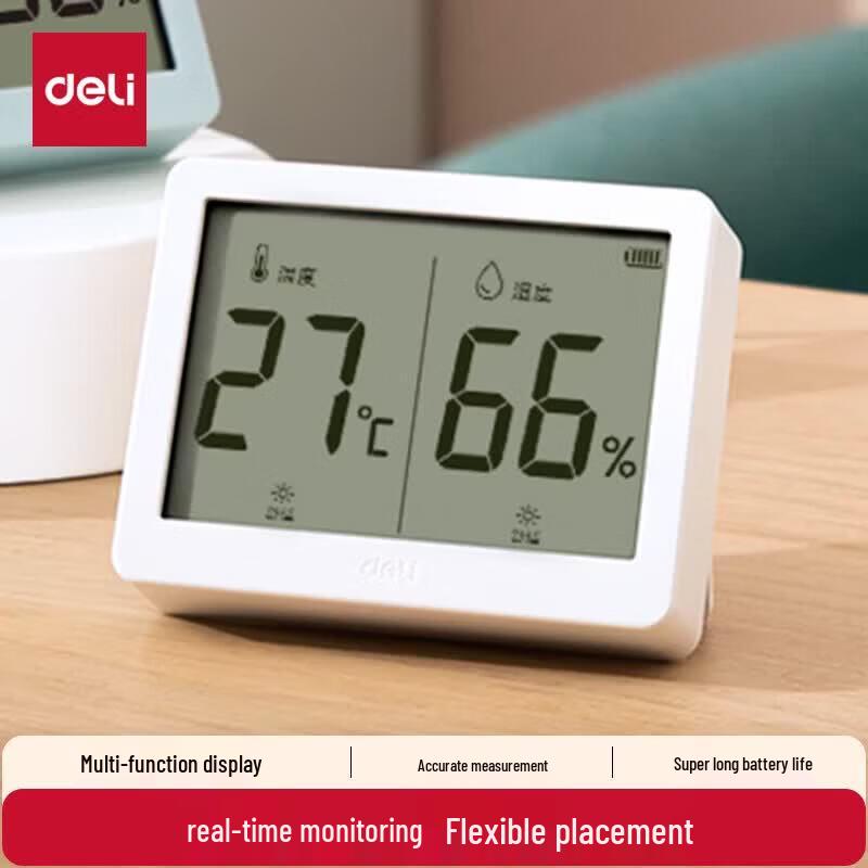 Deli LCD Electronic Thermometer Hygrometer with Backlight