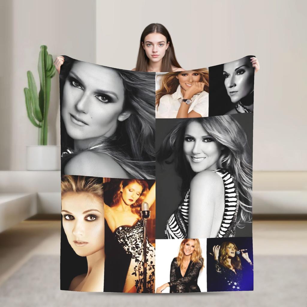 Celines Dion Siger Blanket Music Fuzzy Vintage Soft Throw Blankets for Home Summer