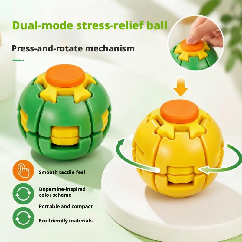 1-20PCS 3D Printed Transformable Squeeze and Spin Fidget Toy Stress Relief Ball Gyro Decompression for Adult Office Home