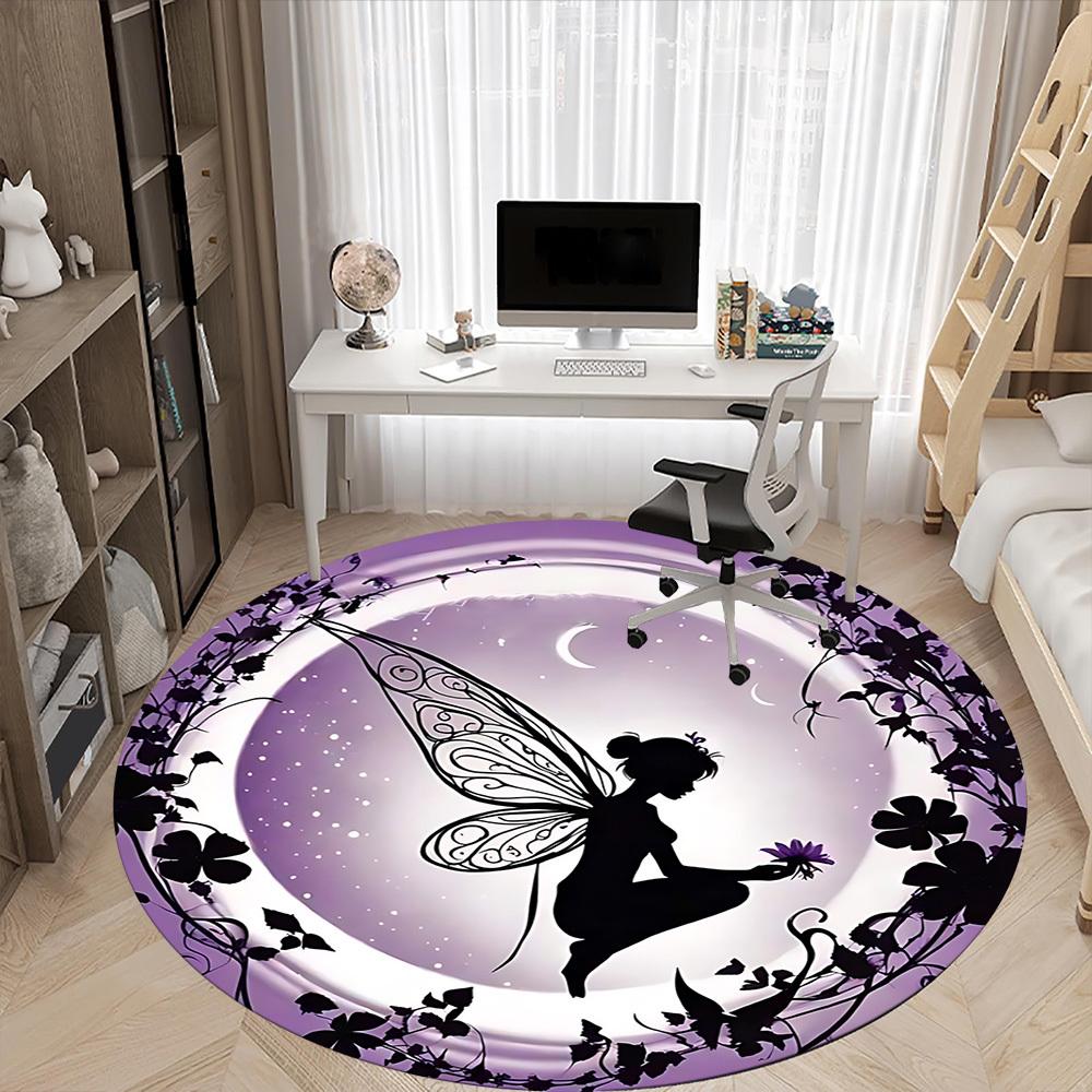 1pc Fairy Garden Office Round Area Rug, Indoor Mat Suitable ForOffice, Under Office Chairs Bedroom Living Room Home Decor, Room Deco, T145