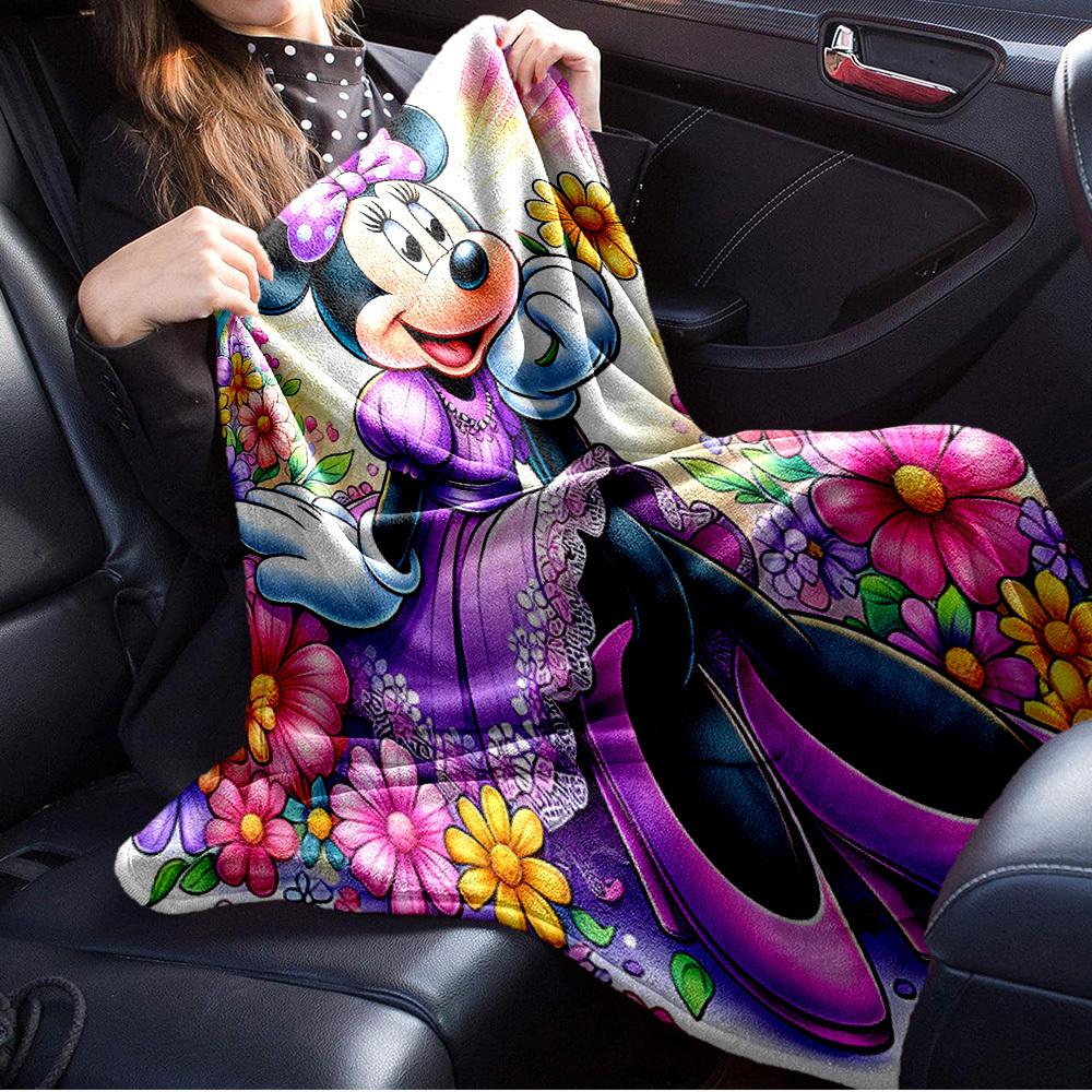 1 PC Velvet Bedding Throw Blanket - Minnie Mouse Floral Design - Soft and Cozy for Sofa, Couch, or Bed - Perfect Gift for Disney Lovers - Ho