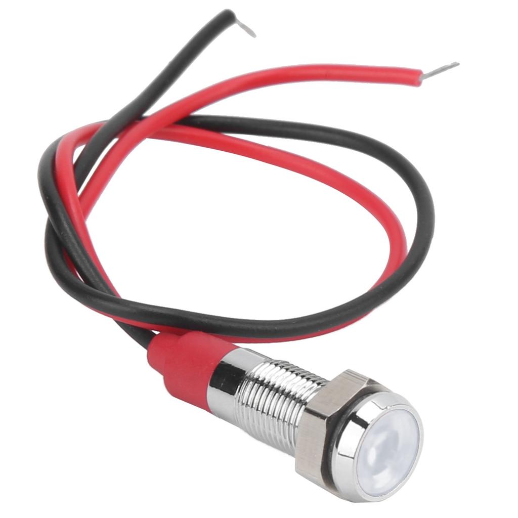 LED Metal Indicator 6mm Waterproof Signal Lamp for Pilot Car Truck Boat with Wire 6VWhite