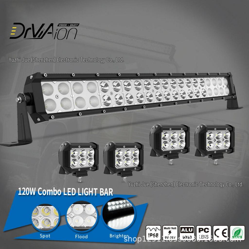 Off-Road Vehicle LED Light Bar: Spot/Flood Beam Roof Spotlight Set for Truck Headlight Modification