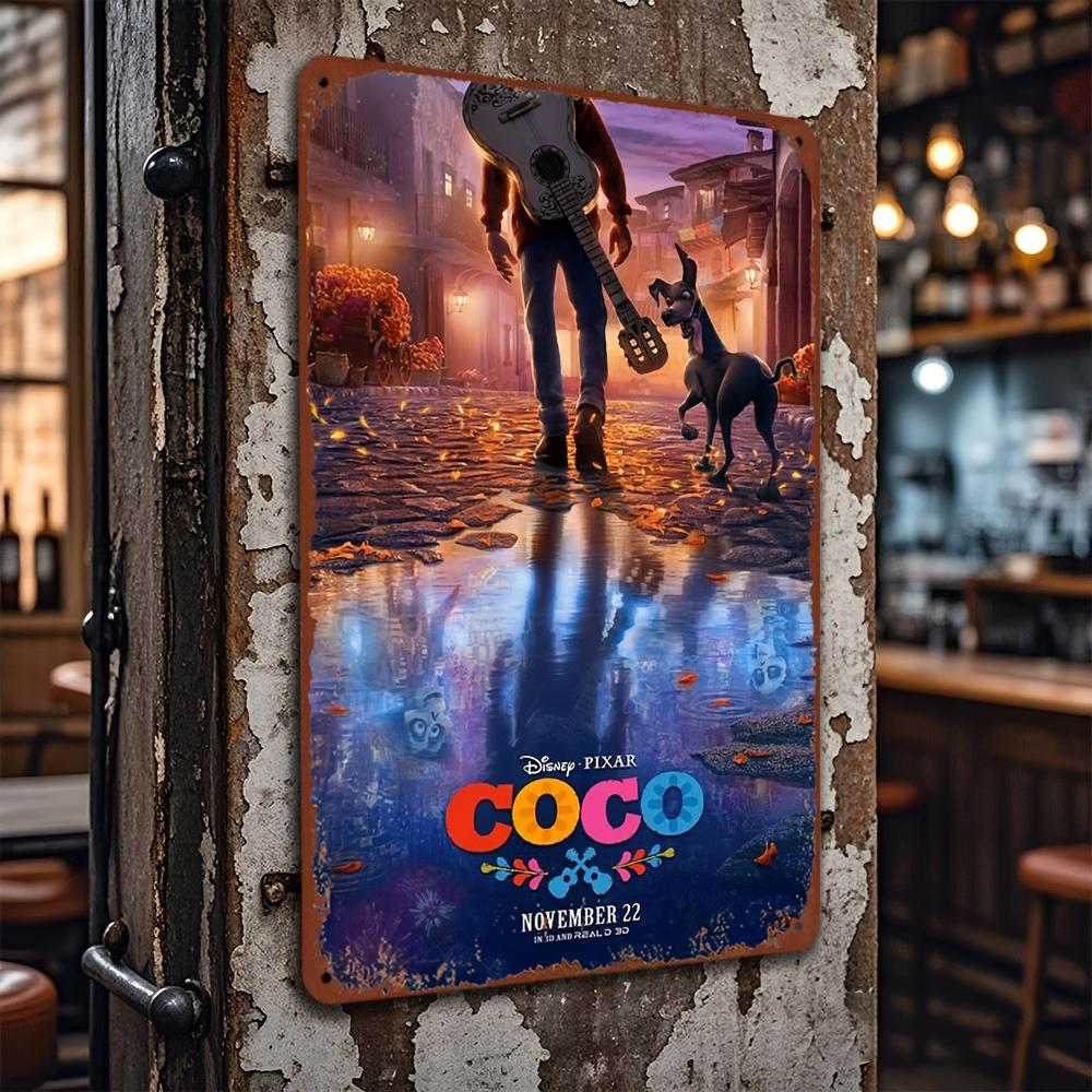 Miguel & Héctor Rivera "Coco" Wall Art - Official Licensed Iron Decor, Vibrant Street Scene with Guitar & Dog, 8x12 Inch, Perfec